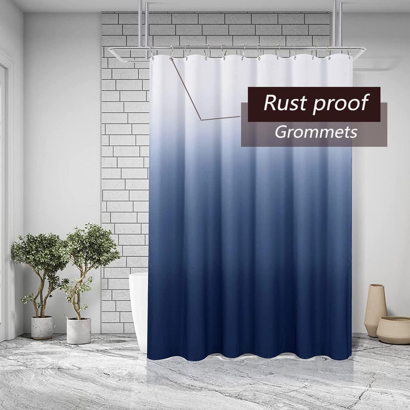 TIKABC Shower Curtain Liner, Blue Lightweight Shower Curtain Liners, Plastic Shower Curtains, 72x72 inch PEVA Shower Liner with 12 Grommet Holes 3 Magnetic Weights - Image 2